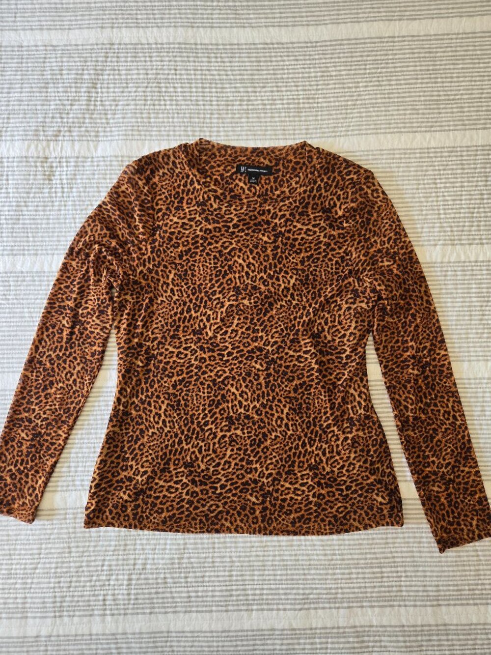 INC Mesh Leopard Print Long Sleeve Top